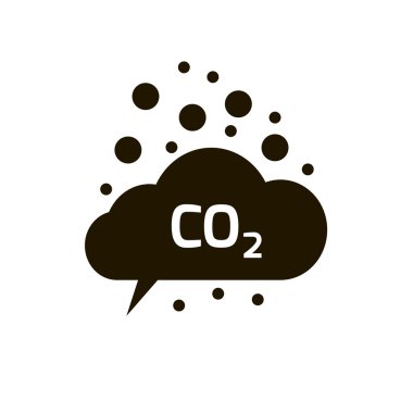 CO2 emisyon Simgesi Bulut Vektörü Düzlüğü, Karbon Dioksit Yayılımı Sembol