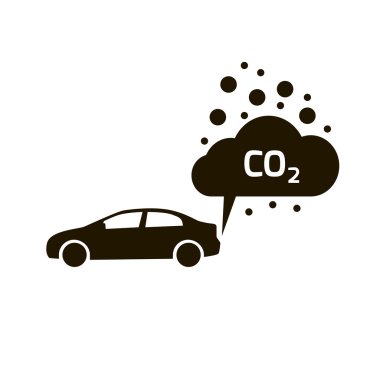 CO2 emisyon Simgesi Bulut Vektörü Düzlüğü, Karbon Dioksit Yayılımı Sembol