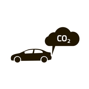 CO2 emisyon Simgesi Bulut Vektörü Düzlüğü, Karbon Dioksit Yayılımı Sembol