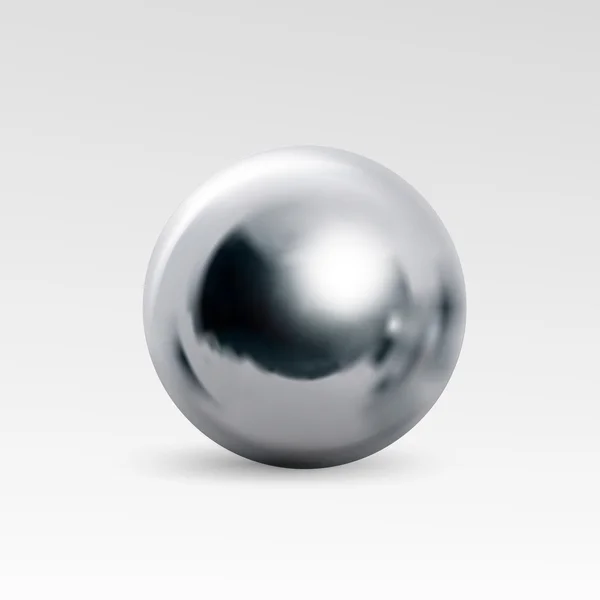 Bola cromada realista aislada sobre fondo blanco — Vector de stock