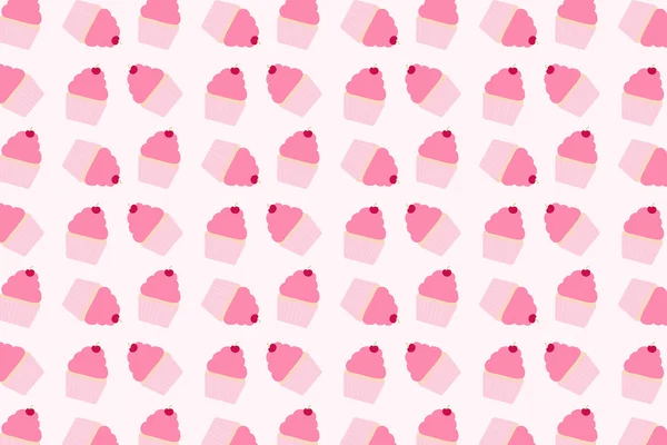 핑크 컵 케 익 디저트 배경 패턴 — 스톡 사진