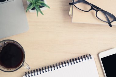 Tablo üstten görünüm Ofis Masası ahşap masa