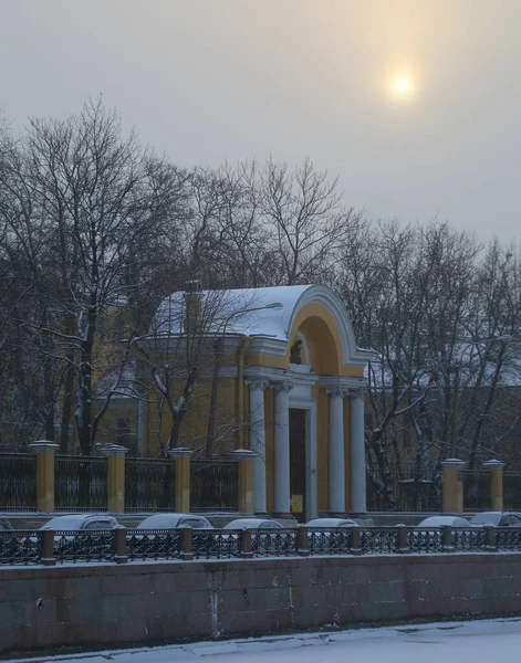 Sol Invierno Sobre Ciudad Terraplén Del Río Moika San Petersburgo — Foto de Stock