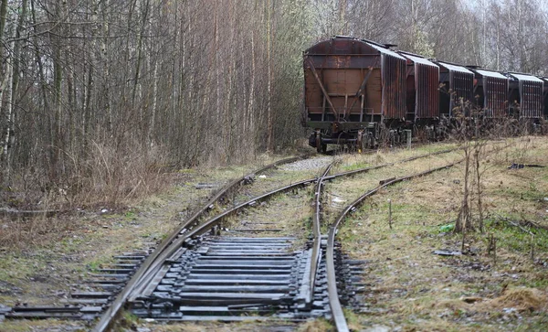 Грузовой Поезд Старой Заброшенной Станции — стоковое фото