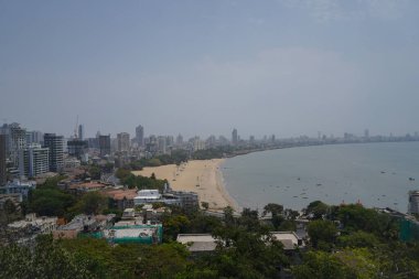 Girgoan Chowpatty Arial View Mumbai Deniz Yüzü Maharashtra - Hindistan 04 10 2021