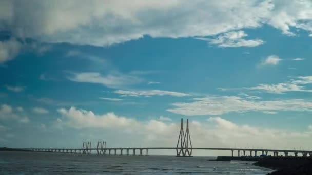 Timelapse Super View Bandra Worli Sea Link Known Rajiv Gandhi — стокове відео