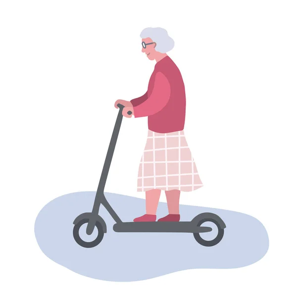 Mujer mayor montando scooter — Archivo Imágenes Vectoriales