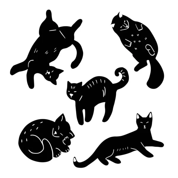 Conjunto de gatos garabatos abstractos — Archivo Imágenes Vectoriales