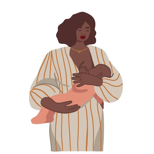 Anya táplálja a babát. — Stock Vector