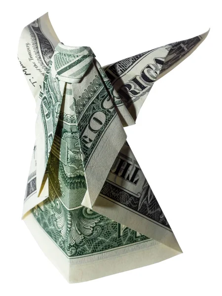 Money Origami Angel Folded Real One Dollar Bill Isolated White Royalty Free Stock Photos