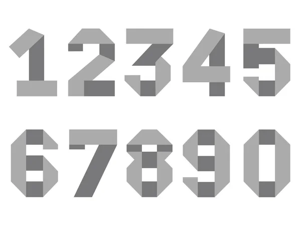 Dígitos Vectoriales Fuente Simple Estilo Origami — Vector de stock