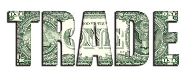 TRAD kavramı Sözcük 1 ABD Doları Banknote Beyaz Arkaplan Para dokusu