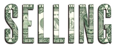 SATILIK kavramı Sözcük 1 ABD Doları Banknote Para dokusu Beyaz Arkaplanda