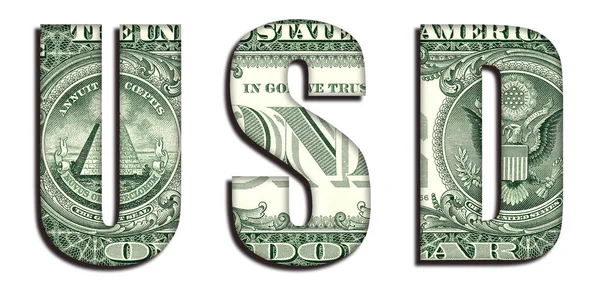 Usd Konzept Wort Dollar Banknote Geldtextur Auf Weißem Hintergrund — Stockfoto