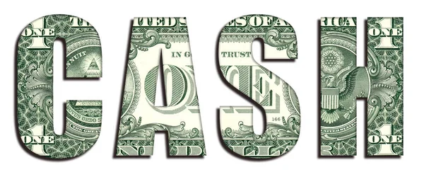 Cash Concept Word Доларова Банкнота Грошова Текстура Білому Тлі — стокове фото