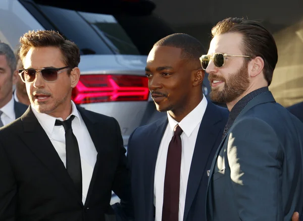 Robert Downey Jr., Anthony Mackie dan Chris Evans — Stok Foto