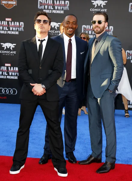Robert Downey Jr., Anthony Mackie and Chris Evans — Stock Photo, Image