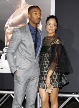 Tessa Thompson and Michael B. Jordan