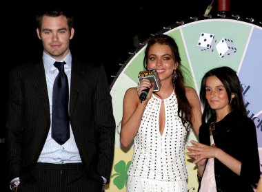 Chris Pine, Lindsay Lohan and Ali Lohan