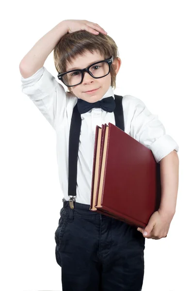 Niño estudiante olvida o sorprendido —  Fotos de Stock