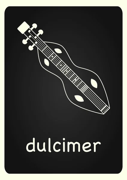 Imagen del vector dulcimer de Kentucky en pizarra. Cuadro en blanco y negro. Cartel del instrumento musical. EPS 10 — Vector de stock