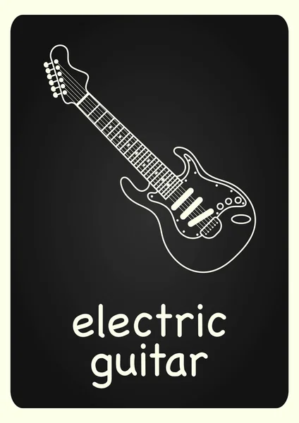 Elektrische Gitarre Vektor Illustration auf Kreidetafel. Schwarz-Weiß-Bild. Folge 10 — Stockvektor