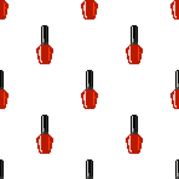 Esmalte de uñas rojo patrón de vectores sin costura. Diseño para tela. Pixel arte . — Vector de stock