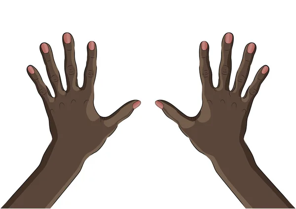 Des paumes de deux mains noires de l'extérieur. Un poignet . — Image vectorielle