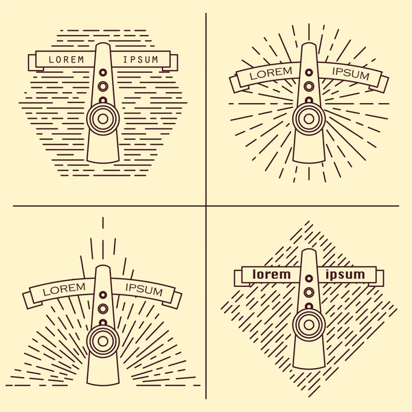 Logotipo de Kazoo o Fife. Ilustración vectorial estilo vintage con instrumento musical. Clip de vectores. Elemento de diseño retro para el empaquetado de tiendas de música, diseño de estudio o camiseta . — Vector de stock