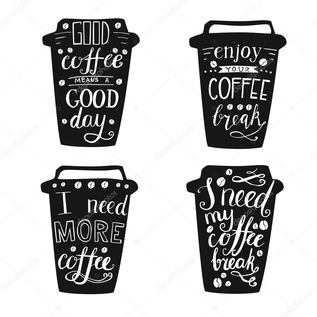 Set Of Black Coffee Cups With Lettering ストックベクター C Aninata Set Of Black Coffee Cups With Lettering ストックベクター C Aninata