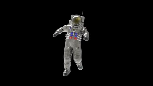 Astronauten Svävar Avslappnad Pose — Stockvideo