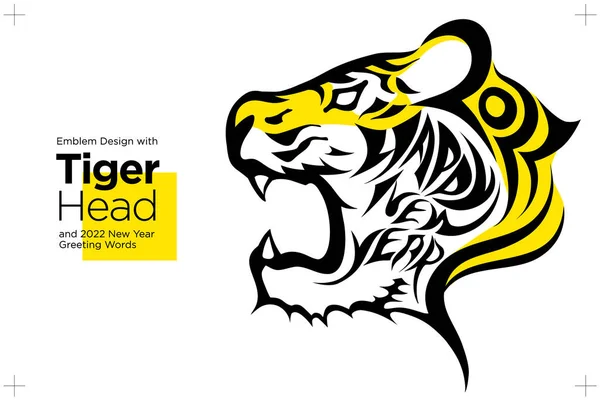 Design Emblématique Avec Tête Tigre Mots Vœux Nouvel 2022 — Image vectorielle
