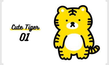 Vektör çizimlerinin sevimli kaplan karakteri