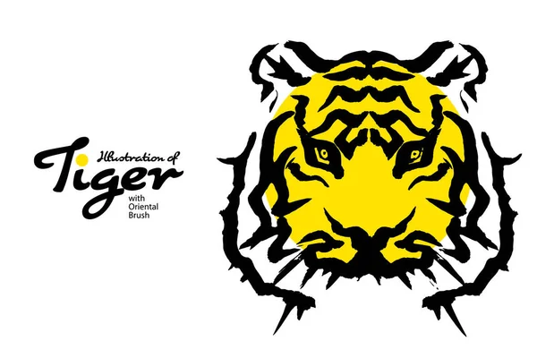 Vecteur Visage Tigre Illustrations Simples Partie — Image vectorielle