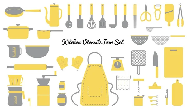 厨房用具图标集的矢量插图 — 图库矢量图片