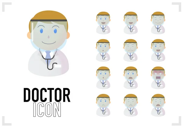 Gesichtsschutz Männlich Arzt Büste Illustration — Stockvektor