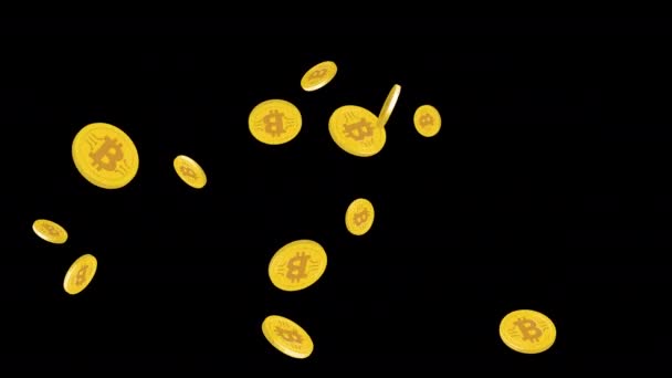 Effecten Video Van Overlopende Bitcoin Transparante Achtergrond — Stockvideo