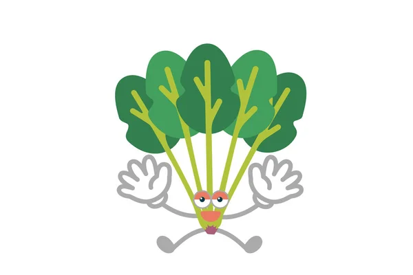 シンプルでかわいいほうれん草のキャラクターのベクトルイラスト — ストックベクタ