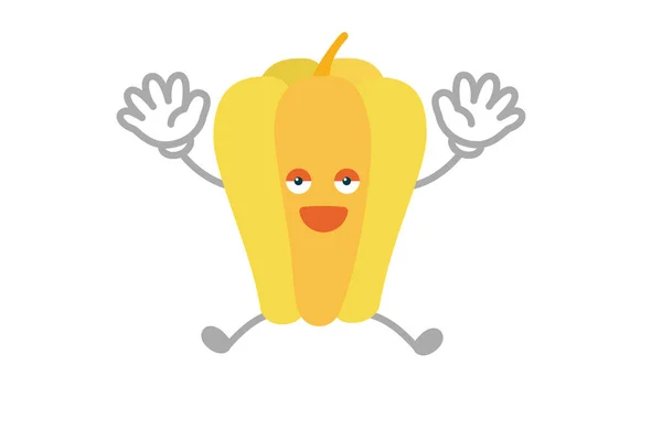 シンプルでかわいい黄色唐辛子のキャラクターのベクトルイラスト — ストックベクタ