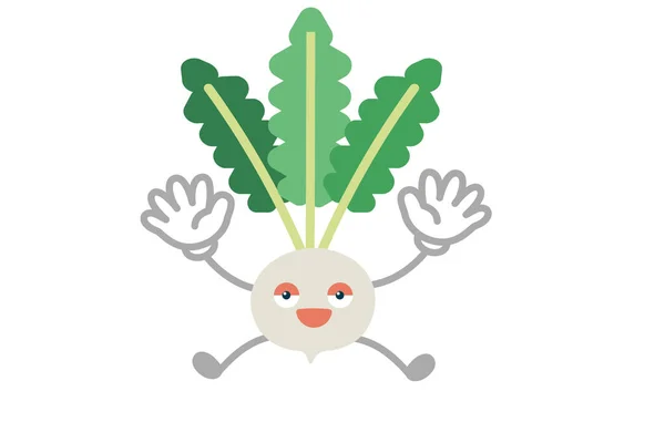 シンプルで可愛い葉のキャラクタージャンプのベクトルイラスト — ストックベクタ