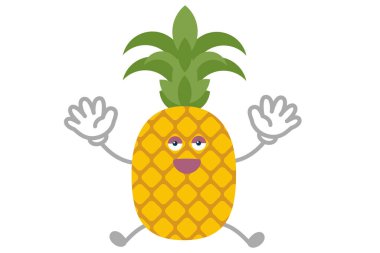Atlamak için basit ve sevimli ananas karakterinin vektör illüstrasyonu