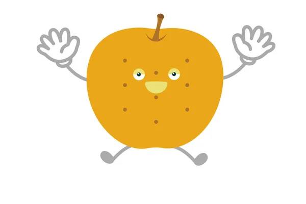 シンプルで可愛い梨のキャラクタージャンプのベクトルイラスト — ストックベクタ