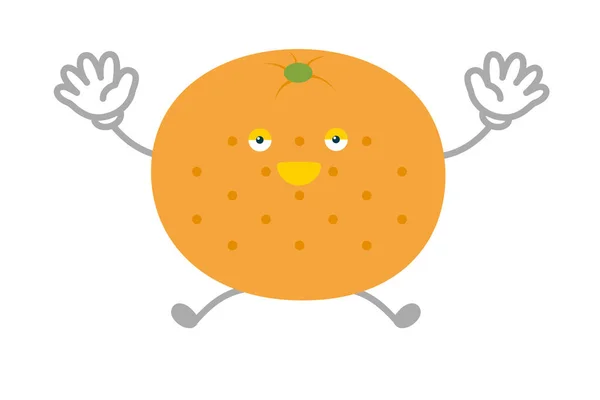 Illustrazione Vettoriale Semplice Carino Personaggio Arancione Che Salta — Vettoriale Stock