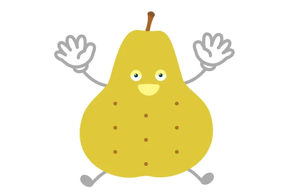 Vector Illustration Simple Cute Pear Character Simple Cute — 图库矢量图片