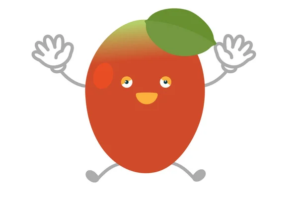 ジャンプするシンプルでかわいいマンゴーのキャラクターのベクトルイラスト — ストックベクタ