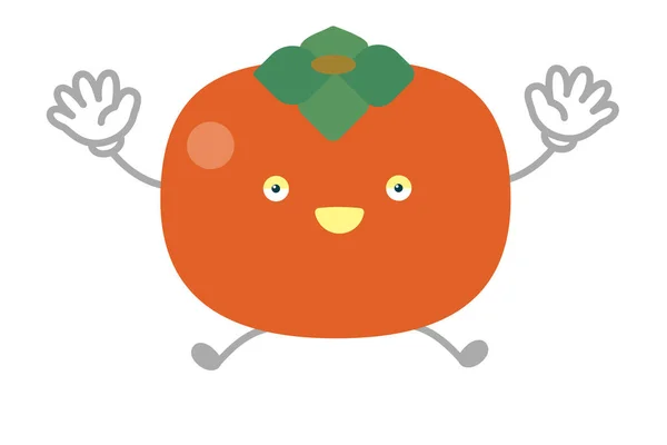 シンプルかつかわいい柿のキャラクターのベクトルイラスト — ストックベクタ