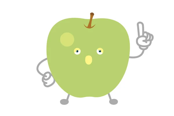 Ilustración Vectorial Personaje Manzana Azul Simple Lindo Punto — Vector de stock