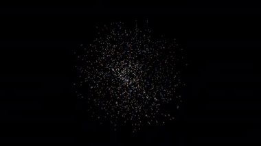 Çeşitli renklerde uçan ve yayılan ışık parçacıkları koleksiyonunun hareket videosu (4K çözünürlüğü: şeffaf arkaplan)