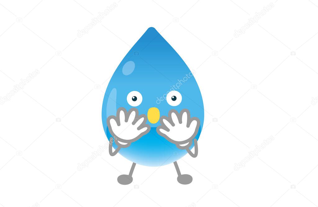 Cute water character vector illustration (surprise pose)