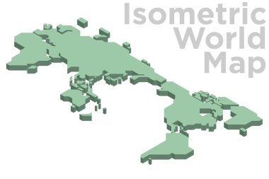 Basit tasarımın izometrik dünya haritasının vektör çizimi